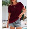 imagePRETTYGARDEN Womens Short Sleeve Sweater Spring Summer 2026 Round Neck Striped Pullover Cap Sleeve Knit Sweater Vest TopsWine Red