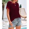 imagePRETTYGARDEN Womens Short Sleeve Sweater Spring Summer 2026 Round Neck Striped Pullover Cap Sleeve Knit Sweater Vest TopsWine Red
