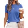 imagePRETTYGARDEN Womens Short Sleeve Sweaters 2026 Spring Crew Neck Knit Work Shirts Business Casual Tops Summer Fashion ClothesBlue