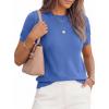 imagePRETTYGARDEN Womens Short Sleeve Sweaters 2026 Spring Crew Neck Knit Work Shirts Business Casual Tops Summer Fashion ClothesBlue