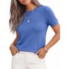 imagePRETTYGARDEN Womens Short Sleeve Sweaters 2026 Spring Crew Neck Knit Work Shirts Business Casual Tops Summer Fashion ClothesBlue