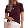 imagePRETTYGARDEN Womens Short Sleeve Sweaters 2026 Spring Crew Neck Knit Work Shirts Business Casual Tops Summer Fashion ClothesDark Burgundy