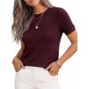 imagePRETTYGARDEN Womens Short Sleeve Sweaters 2026 Spring Crew Neck Knit Work Shirts Business Casual Tops Summer Fashion ClothesDark Burgundy