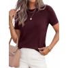 imagePRETTYGARDEN Womens Short Sleeve Sweaters 2026 Spring Crew Neck Knit Work Shirts Business Casual Tops Summer Fashion ClothesDark Burgundy