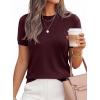 imagePRETTYGARDEN Womens Short Sleeve Sweaters 2026 Spring Crew Neck Knit Work Shirts Business Casual Tops Summer Fashion ClothesDark Burgundy