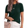 imagePRETTYGARDEN Womens Short Sleeve Sweaters 2026 Spring Crew Neck Knit Work Shirts Business Casual Tops Summer Fashion ClothesDark Green