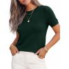 imagePRETTYGARDEN Womens Short Sleeve Sweaters 2026 Spring Crew Neck Knit Work Shirts Business Casual Tops Summer Fashion ClothesDark Green