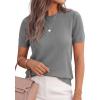 imagePRETTYGARDEN Womens Short Sleeve Sweaters 2026 Spring Crew Neck Knit Work Shirts Business Casual Tops Summer Fashion ClothesGrey