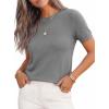 imagePRETTYGARDEN Womens Short Sleeve Sweaters 2026 Spring Crew Neck Knit Work Shirts Business Casual Tops Summer Fashion ClothesGrey