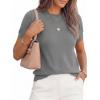 imagePRETTYGARDEN Womens Short Sleeve Sweaters 2026 Spring Crew Neck Knit Work Shirts Business Casual Tops Summer Fashion ClothesGrey