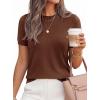 imagePRETTYGARDEN Womens Short Sleeve Sweaters 2026 Spring Crew Neck Knit Work Shirts Business Casual Tops Summer Fashion ClothesLight Brown