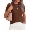 imagePRETTYGARDEN Womens Short Sleeve Sweaters 2026 Spring Crew Neck Knit Work Shirts Business Casual Tops Summer Fashion ClothesLight Brown