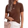 imagePRETTYGARDEN Womens Short Sleeve Sweaters 2026 Spring Crew Neck Knit Work Shirts Business Casual Tops Summer Fashion ClothesLight Brown