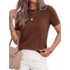 imagePRETTYGARDEN Womens Short Sleeve Sweaters 2026 Spring Crew Neck Knit Work Shirts Business Casual Tops Summer Fashion ClothesLight Brown