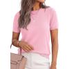 imagePRETTYGARDEN Womens Short Sleeve Sweaters 2026 Spring Crew Neck Knit Work Shirts Business Casual Tops Summer Fashion ClothesPink