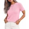 imagePRETTYGARDEN Womens Short Sleeve Sweaters 2026 Spring Crew Neck Knit Work Shirts Business Casual Tops Summer Fashion ClothesPink