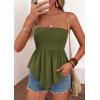 imagePRETTYGARDEN Womens Strapless Smocked Tube Tops Summer 2026 Trendy Flowy Peplum Bandeau Shirts Going Out Date Spring ClothesArmy Green