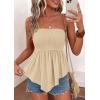 imagePRETTYGARDEN Womens Strapless Smocked Tube Tops Summer 2026 Trendy Flowy Peplum Bandeau Shirts Going Out Date Spring ClothesLight Khaki