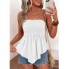 imagePRETTYGARDEN Womens Strapless Smocked Tube Tops Summer 2026 Trendy Flowy Peplum Bandeau Shirts Going Out Date Spring ClothesWhite