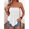 imagePRETTYGARDEN Womens Strapless Smocked Tube Tops Summer 2026 Trendy Flowy Peplum Bandeau Shirts Going Out Date Spring ClothesWhite