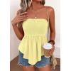 imagePRETTYGARDEN Womens Strapless Smocked Tube Tops Summer 2026 Trendy Flowy Peplum Bandeau Shirts Going Out Date Spring ClothesYellow