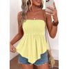 imagePRETTYGARDEN Womens Strapless Smocked Tube Tops Summer 2026 Trendy Flowy Peplum Bandeau Shirts Going Out Date Spring ClothesYellow