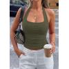 imagePRETTYGARDEN Womens Summer Halter Tank Tops 2026 Y2K Sleeveless Slim Fitted Backless Shirts Going Out Spring Workout ClothesArmy Green