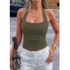 imagePRETTYGARDEN Womens Summer Halter Tank Tops 2026 Y2K Sleeveless Slim Fitted Backless Shirts Going Out Spring Workout ClothesArmy Green