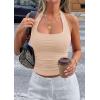 imagePRETTYGARDEN Womens Summer Halter Tank Tops 2026 Y2K Sleeveless Slim Fitted Backless Shirts Going Out Spring Workout ClothesBeige