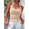 imagePRETTYGARDEN Womens Summer Halter Tank Tops 2026 Y2K Sleeveless Slim Fitted Backless Shirts Going Out Spring Workout ClothesBeige