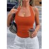 imagePRETTYGARDEN Womens Summer Halter Tank Tops 2026 Y2K Sleeveless Slim Fitted Backless Shirts Going Out Spring Workout ClothesBurnt Orange