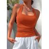 imagePRETTYGARDEN Womens Summer Halter Tank Tops 2026 Y2K Sleeveless Slim Fitted Backless Shirts Going Out Spring Workout ClothesBurnt Orange