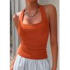 imagePRETTYGARDEN Womens Summer Halter Tank Tops 2026 Y2K Sleeveless Slim Fitted Backless Shirts Going Out Spring Workout ClothesBurnt Orange