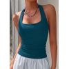 imagePRETTYGARDEN Womens Summer Halter Tank Tops 2026 Y2K Sleeveless Slim Fitted Backless Shirts Going Out Spring Workout ClothesDark Blue
