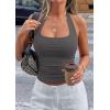 imagePRETTYGARDEN Womens Summer Halter Tank Tops 2026 Y2K Sleeveless Slim Fitted Backless Shirts Going Out Spring Workout ClothesDark Grey