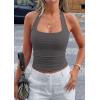 imagePRETTYGARDEN Womens Summer Halter Tank Tops 2026 Y2K Sleeveless Slim Fitted Backless Shirts Going Out Spring Workout ClothesDark Grey