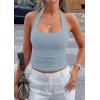 imagePRETTYGARDEN Womens Summer Halter Tank Tops 2026 Y2K Sleeveless Slim Fitted Backless Shirts Going Out Spring Workout ClothesLight Dusty Blue