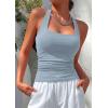 imagePRETTYGARDEN Womens Summer Halter Tank Tops 2026 Y2K Sleeveless Slim Fitted Backless Shirts Going Out Spring Workout ClothesLight Dusty Blue