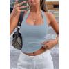 imagePRETTYGARDEN Womens Summer Halter Tank Tops 2026 Y2K Sleeveless Slim Fitted Backless Shirts Going Out Spring Workout ClothesLight Dusty Blue