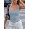 imagePRETTYGARDEN Womens Summer Halter Tank Tops 2026 Y2K Sleeveless Slim Fitted Backless Shirts Going Out Spring Workout ClothesLight Dusty Blue
