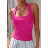 imagePRETTYGARDEN Womens Summer Halter Tank Tops 2026 Y2K Sleeveless Slim Fitted Backless Shirts Going Out Spring Workout ClothesRose Red