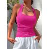 imagePRETTYGARDEN Womens Summer Halter Tank Tops 2026 Y2K Sleeveless Slim Fitted Backless Shirts Going Out Spring Workout ClothesRose Red