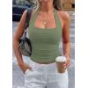 imagePRETTYGARDEN Womens Summer Halter Tank Tops 2026 Y2K Sleeveless Slim Fitted Backless Shirts Going Out Spring Workout ClothesSage Green