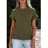 imagePRETTYGARDEN Womens Summer Tops 2026 Spring Casual Rolled Short Sleeve Basic Tees Crew Neck Work Shirts Fashion ClothingArmy Green