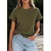 imagePRETTYGARDEN Womens Summer Tops 2026 Spring Casual Rolled Short Sleeve Basic Tees Crew Neck Work Shirts Fashion ClothingArmy Green