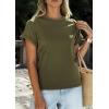imagePRETTYGARDEN Womens Summer Tops 2026 Spring Casual Rolled Short Sleeve Basic Tees Crew Neck Work Shirts Fashion ClothingArmy Green