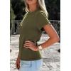 imagePRETTYGARDEN Womens Summer Tops 2026 Spring Casual Rolled Short Sleeve Basic Tees Crew Neck Work Shirts Fashion ClothingArmy Green