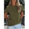 imagePRETTYGARDEN Womens Summer Tops 2026 Spring Casual Rolled Short Sleeve Basic Tees Crew Neck Work Shirts Fashion ClothingArmy Green