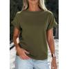imagePRETTYGARDEN Womens Summer Tops 2026 Spring Casual Rolled Short Sleeve Basic Tees Crew Neck Work Shirts Fashion ClothingArmy Green