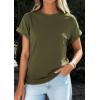 imagePRETTYGARDEN Womens Summer Tops 2026 Spring Casual Rolled Short Sleeve Basic Tees Crew Neck Work Shirts Fashion ClothingArmy Green